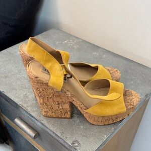 Steve Madden Yellow Suede Wedge Sandals